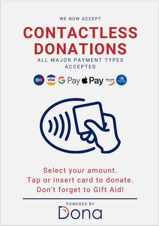 contactless donations display poster